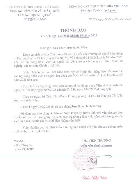 Thông báo lịch nghỉ lễ Quốc khánh 2/9 năm 2025