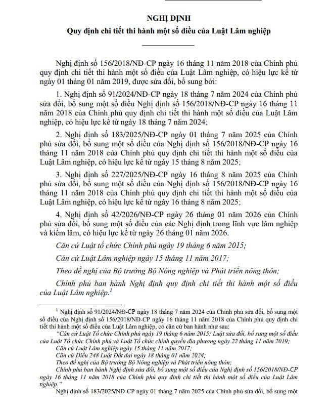Văn bản hợp nhất số 13/VBHN-BNNMT ngày 06/02/2026 Vv Quy định chi tiết thi hành một số điều của Luật Lâm nghiệp
